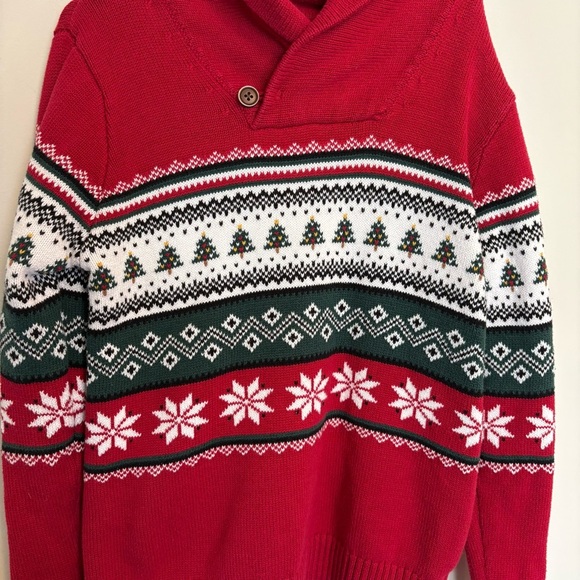 Childrens Place Red Patterned Knit Christmas Sweater size 7/8 - Picture 2 of 6